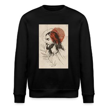 Zeitgenössische minimalistische Jesus - Stanley/Stella Unisex Bio-Sweatshirt ROLLER - Schwarz - Vorne - Nik (191cm)