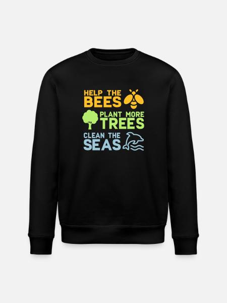 Hjälp bin att plantera fler träd | Skogsträdnatur - Ekologisk sweatshirt ROLLER unisex från Stanley/Stella - svart