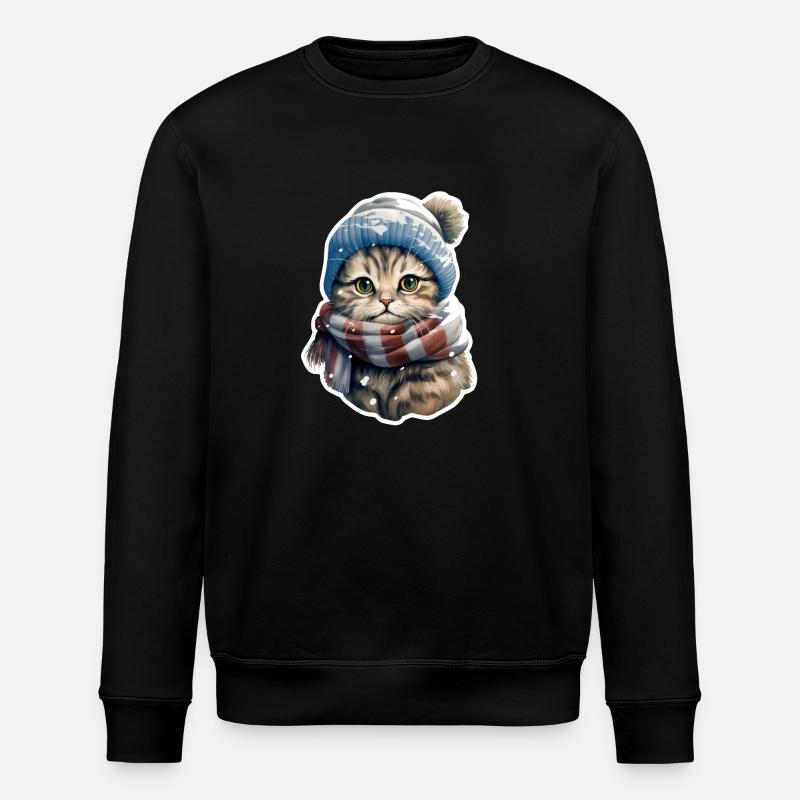 Cat in winter - Stanley/Stella ROLLER Unisex Organic Sweatshirt - black