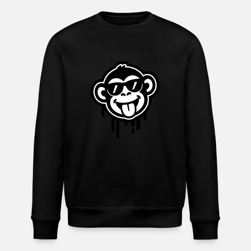 Monkey Cool Funny - Stanley/Stella ROLLER Unisex Organic Sweatshirt - black