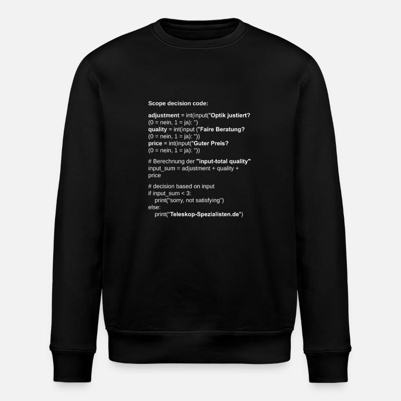 Astronomy Scope Decision Code Telescope - Stanley/Stella ROLLER Unisex Organic Sweatshirt - black