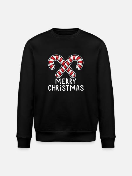 Candy Canes - Merry Christmas - Stanley/Stella ROLLER Unisex Organic Sweatshirt - black