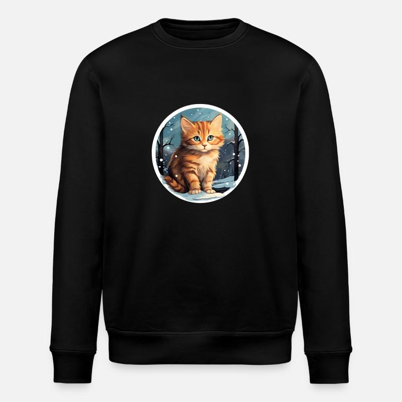 Katze im Schnee - Stanley/Stella Unisex Bio-Sweatshirt ROLLER - Schwarz