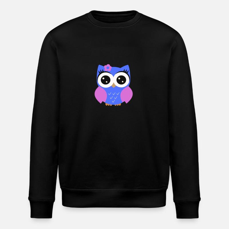 Owl Puple - Stanley/Stella ROLLER Unisex Organic Sweatshirt - black