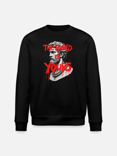 THE WORLD IS YOURS x GREEK GOD - Stanley/Stella ROLLER Unisex Organic Sweatshirt - black