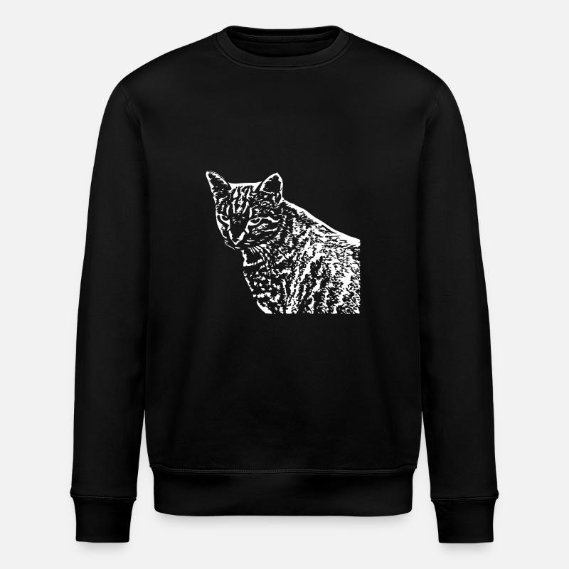 Cat White White Cats - Stanley/Stella ROLLER Unisex Organic Sweatshirt - black