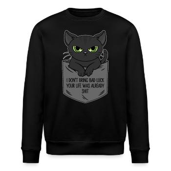 Schwarze Katze Brusttasche Ich bringe kein Unglück - Stanley/Stella Unisex Bio-Sweatshirt ROLLER - Schwarz - Vorne - Nik (191cm)