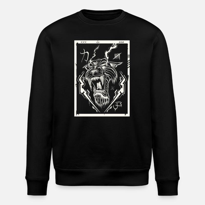 Tiger white - Stanley/Stella ROLLER Unisex Organic Sweatshirt - black