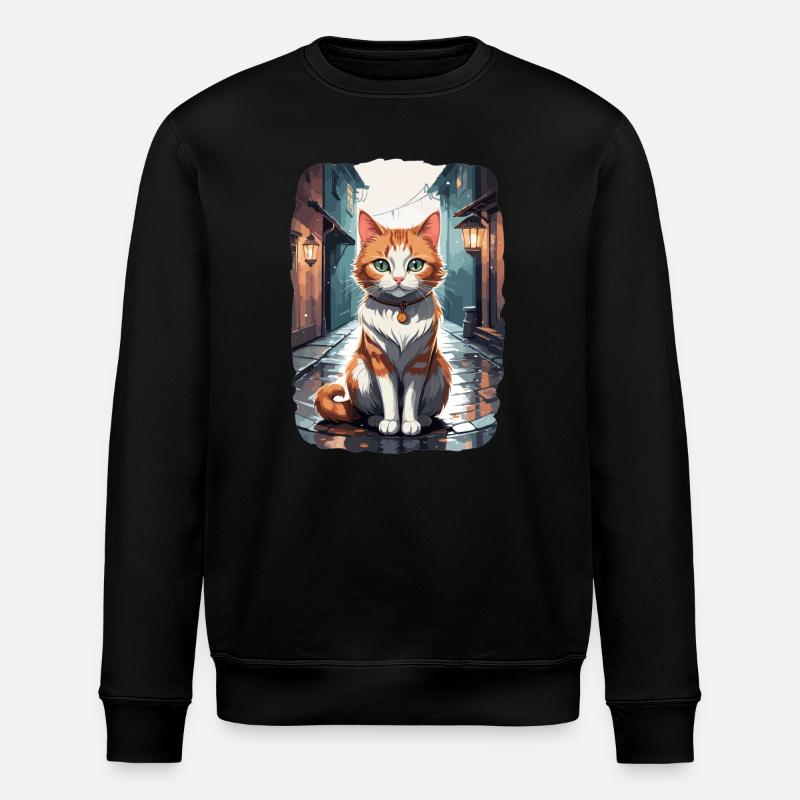 Süße Katzen in einer Straßengasse - Stanley/Stella Unisex Bio-Sweatshirt ROLLER - Schwarz