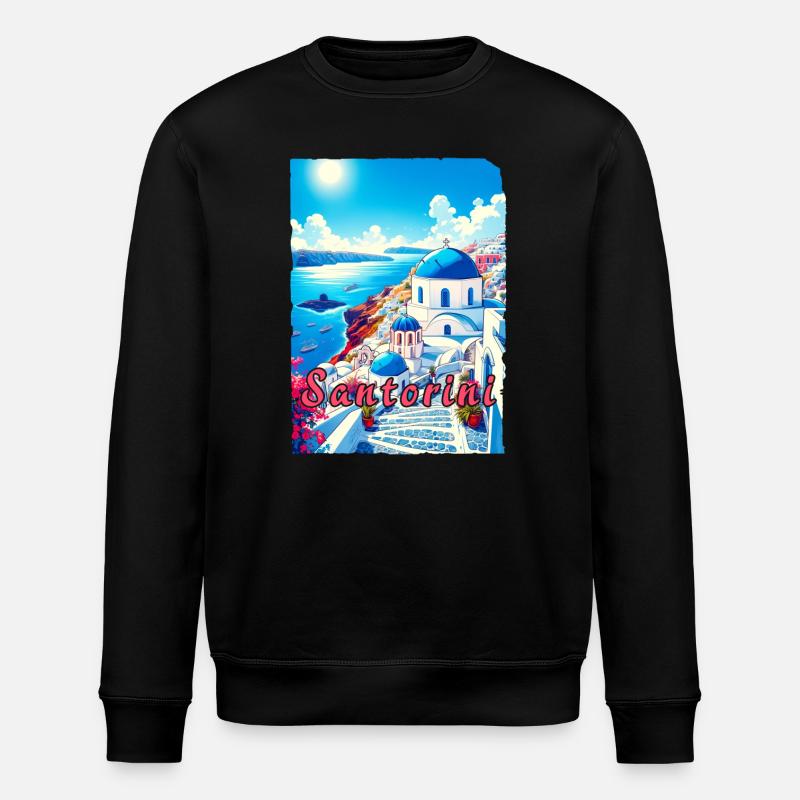 Grèce, souvenirs, vacances, Santorin - Sweat bio ROLLER Stanley/Stella Unisexe - noir