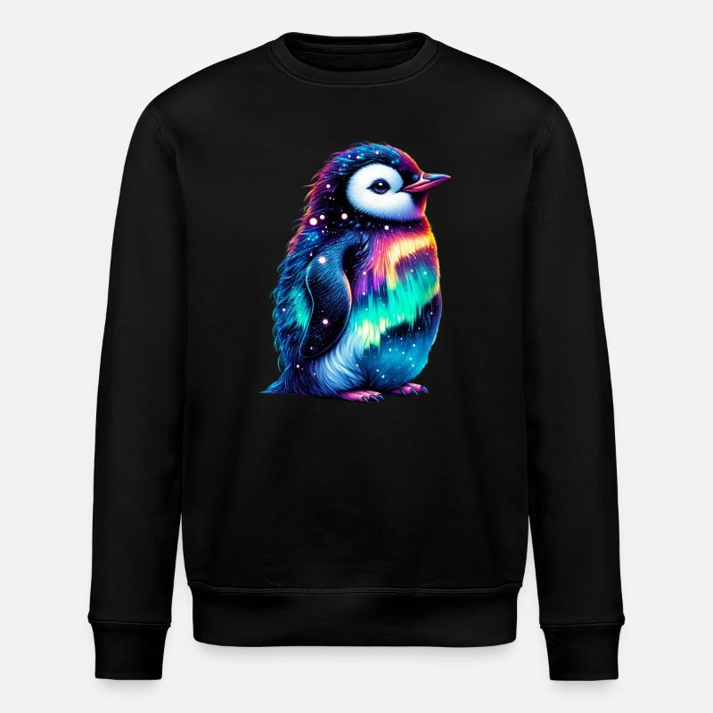 Aurora Borealis Penguin - Stanley/Stella ROLLER Unisex Organic Sweatshirt - black