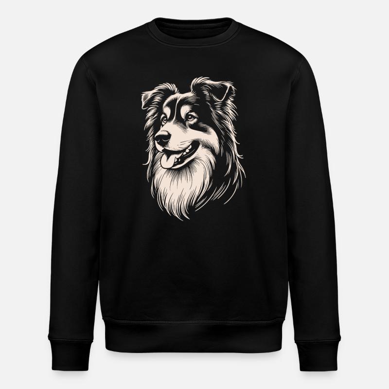 Australian Shepherd Features - Stanley/Stella ROLLER Unisex Organic Sweatshirt - black