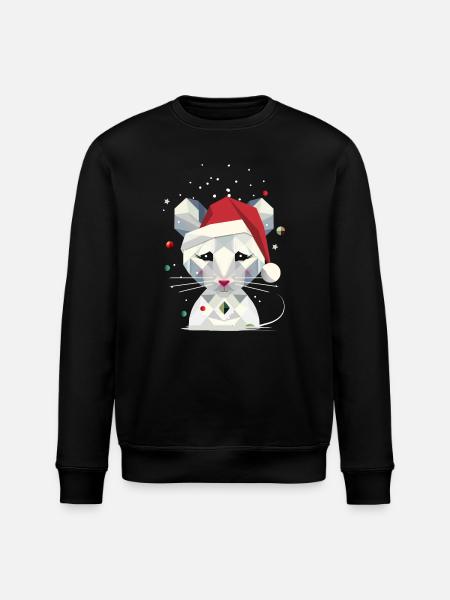 Schneemaus im geometrischen Weihnachtsdesign - Stanley/Stella Unisex Bio-Sweatshirt ROLLER - Schwarz