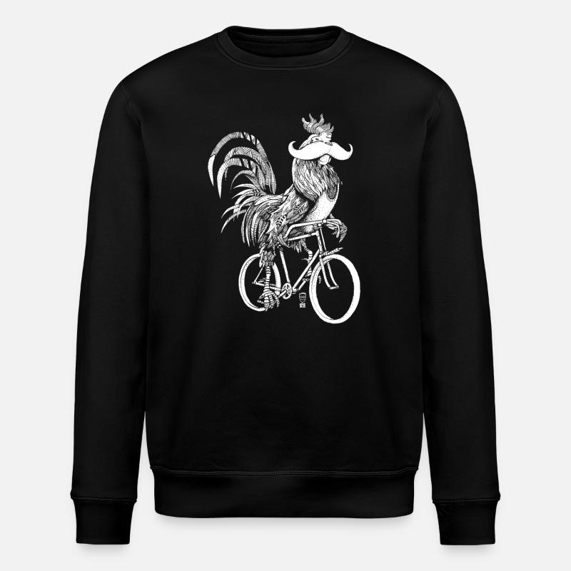 Rooster & Bicycles - weiße Version - Stanley/Stella Unisex Bio-Sweatshirt ROLLER - Schwarz
