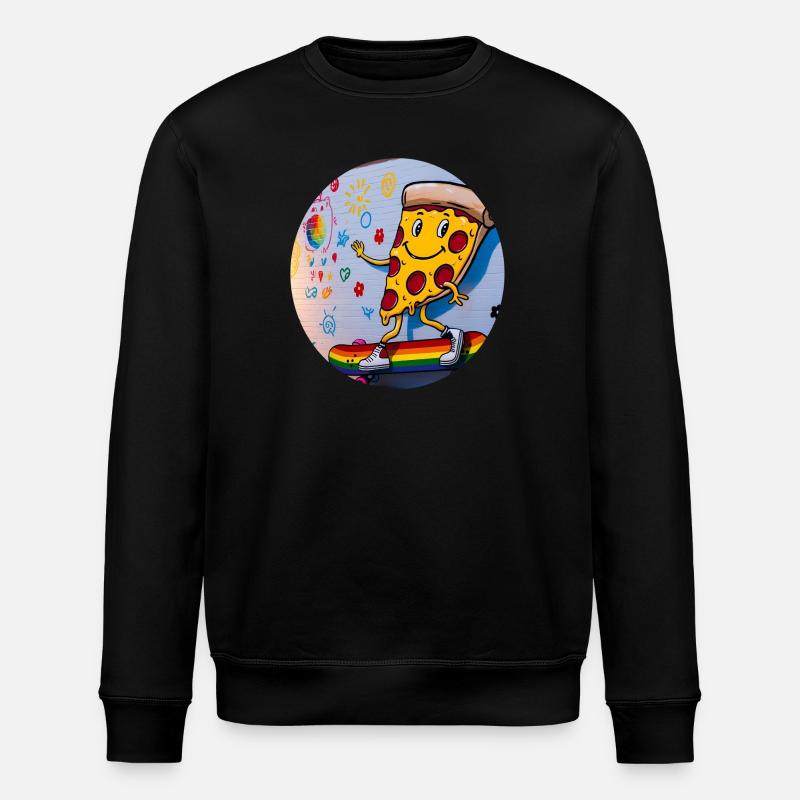 Pizza Slice Skateboard Graffiti - Stanley/Stella ROLLER Unisex Organic Sweatshirt - black