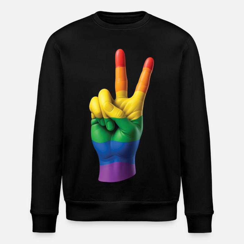 PRIDE PEACE HAND - peace & love - Stanley/Stella ROLLER Unisex Organic Sweatshirt - black