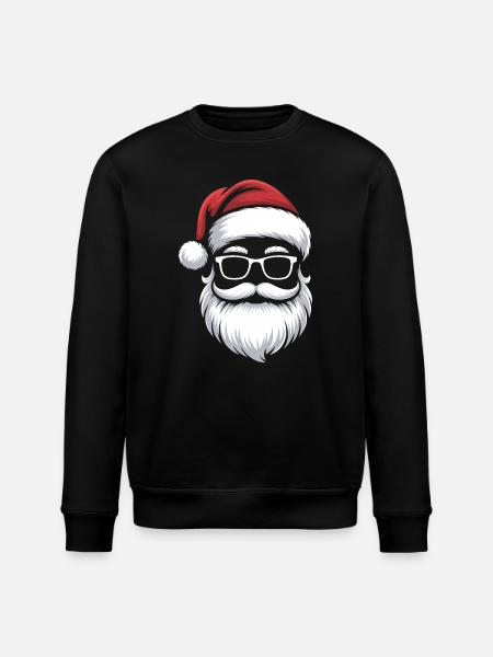 Weihnachtsmann mit Schnurrbart Brille - Stanley/Stella Unisex Bio-Sweatshirt ROLLER - Schwarz