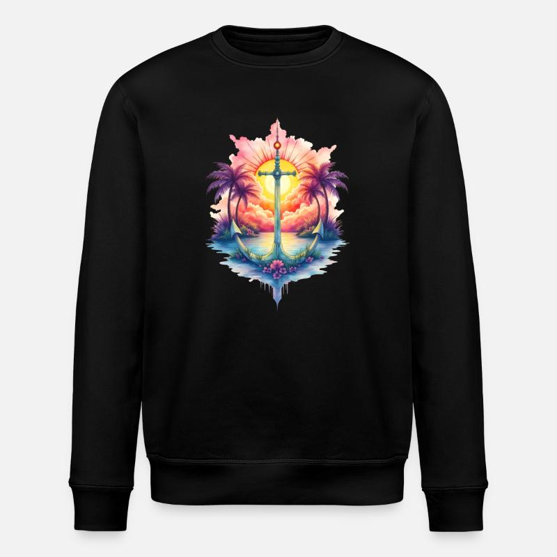 Tropical anchor at sunrise - Stanley/Stella ROLLER Unisex Organic Sweatshirt - black