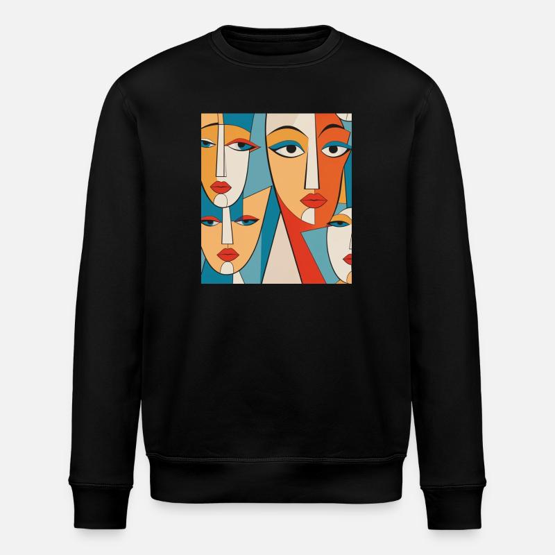 Abstrakte Gesichter - Stanley/Stella Unisex Bio-Sweatshirt ROLLER - Schwarz