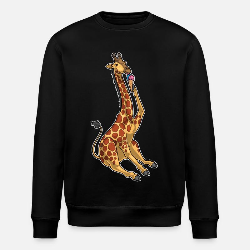 Giraffe Waffle Cream - Stanley/Stella ROLLER Unisex Organic Sweatshirt - black