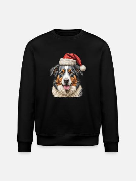 Christmas Border Collie dog - Stanley/Stella ROLLER Unisex Organic Sweatshirt - black