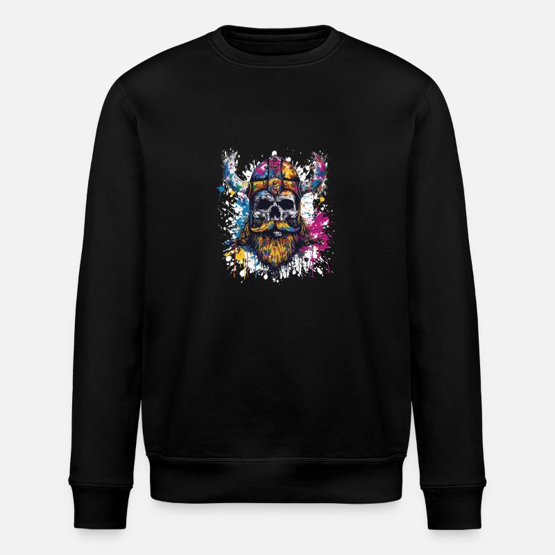 Viking Skull - Stanley/Stella ROLLER Unisex Organic Sweatshirt - black