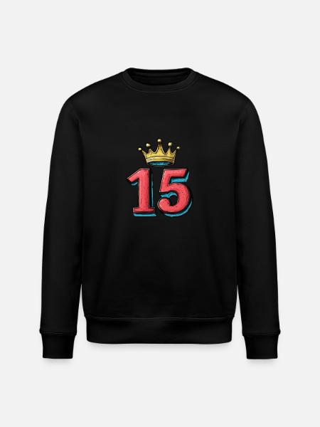 15 Zahl Krone - Stanley/Stella Unisex Bio-Sweatshirt ROLLER - Schwarz