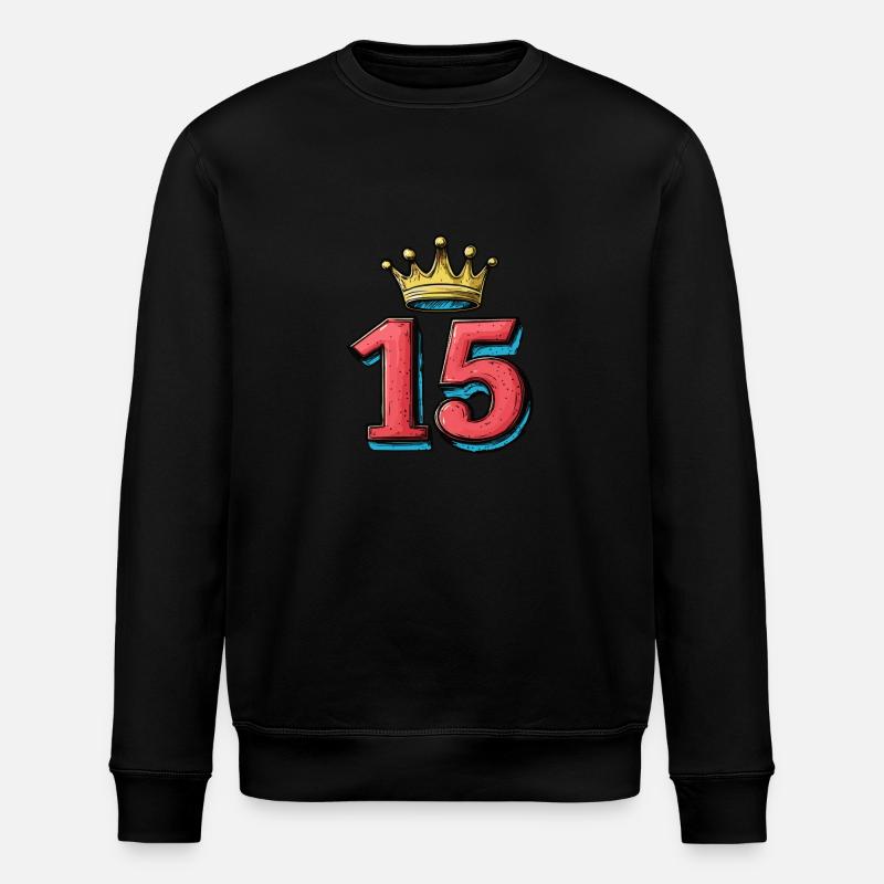15 Number Crown - Stanley/Stella ROLLER Unisex Organic Sweatshirt - black