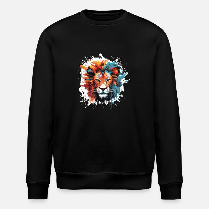 Löwe Tier Pop Art Kopf - Stanley/Stella Unisex Bio-Sweatshirt ROLLER - Schwarz