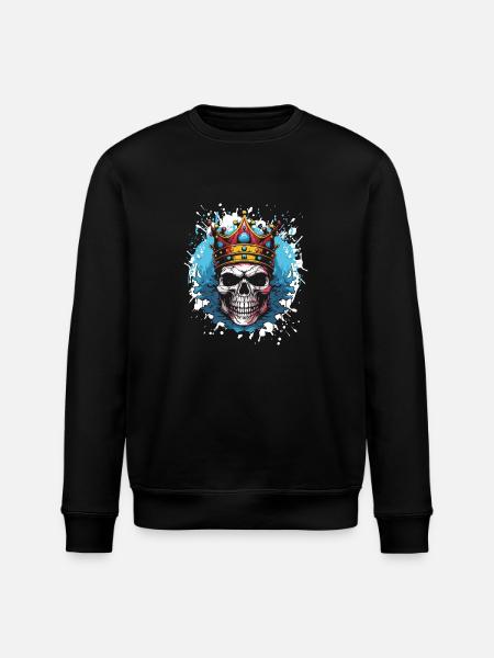 Skull King Crown Skeleton - Stanley/Stella ROLLER Unisex Organic Sweatshirt - black