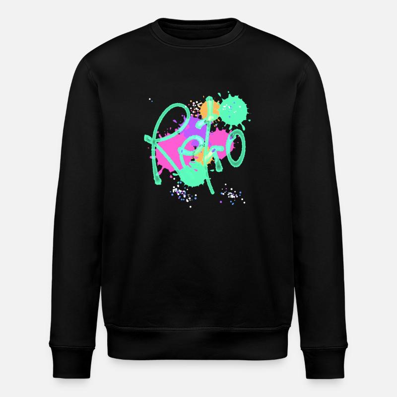 Retro,typo,neon,splash, bunt - Stanley/Stella Unisex Bio-Sweatshirt ROLLER - Schwarz