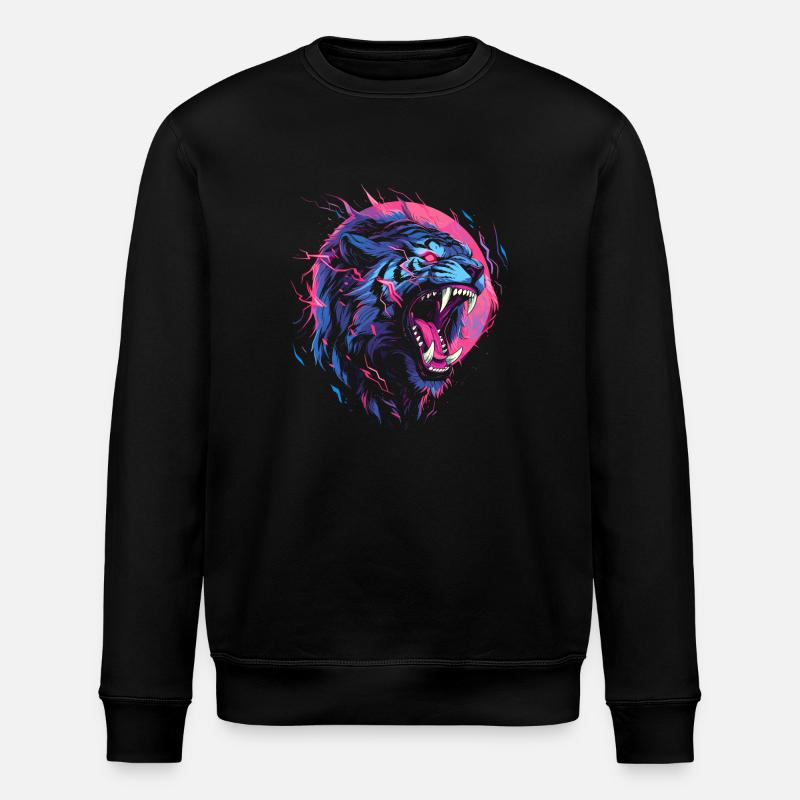 Synthwave Tiger - Stanley/Stella ROLLER Unisex Organic Sweatshirt - black