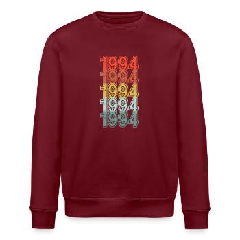 Mein Jahr - 1994 - Geburtstagsgeschenk - Stanley/Stella Unisex Bio-Sweatshirt ROLLER - Burgunderrot - Vorne - Nik (191cm)