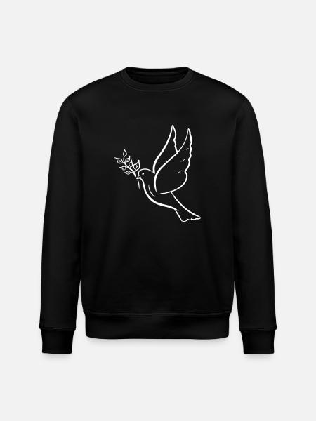 Fredsdue, håndtegnet. Symbol for fred - Stanley/Stella økologisk unisex-sweatshirt ROLLER - sort
