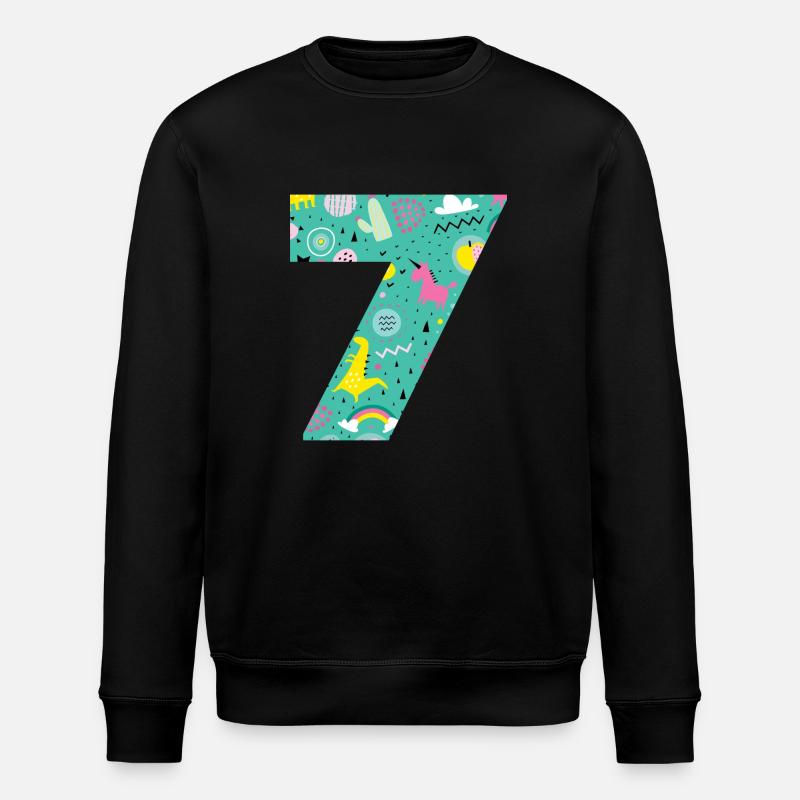 Personalized Birthday Number 7 - Stanley/Stella ROLLER Unisex Organic Sweatshirt - black