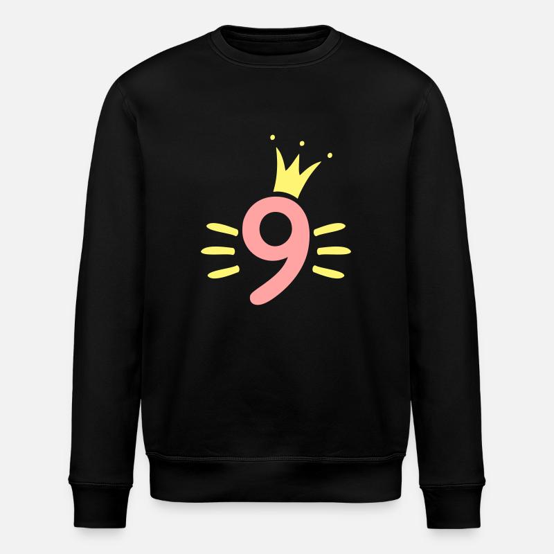 9th Birthday Crown - Stanley/Stella ROLLER Unisex Organic Sweatshirt - black