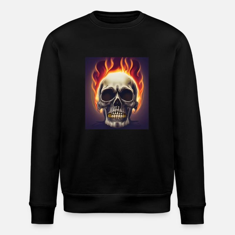 Skull fire - Stanley/Stella ROLLER Unisex Organic Sweatshirt - black