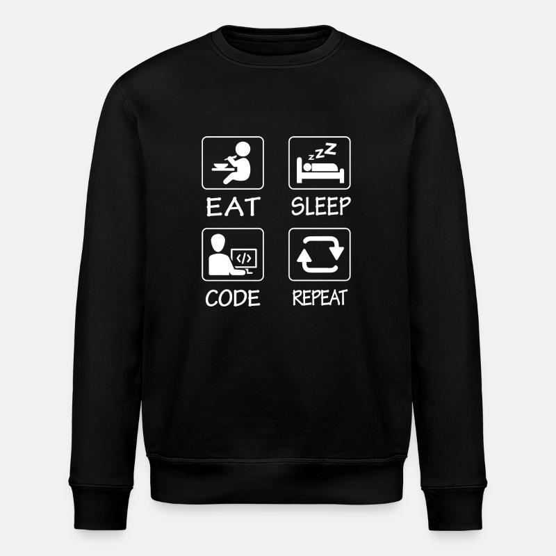 Eat Sleep Code Repeat - Stanley/Stella ROLLER Unisex Organic Sweatshirt - black