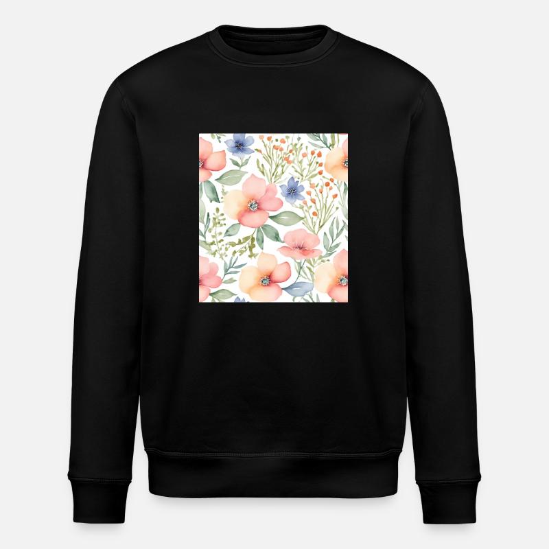 Fleurs aquarelle - Sweat bio ROLLER Stanley/Stella Unisexe - noir