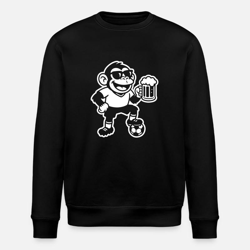 Affe Fussballer Bier - Stanley/Stella Unisex Bio-Sweatshirt ROLLER - Schwarz