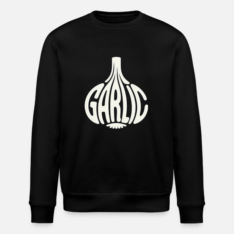 Garlic - Cool Vegetable Logo - Stanley/Stella ROLLER Unisex Organic Sweatshirt - black