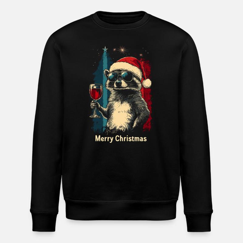Vin de Noël raton laveur - Sweat bio ROLLER Stanley/Stella Unisexe - noir