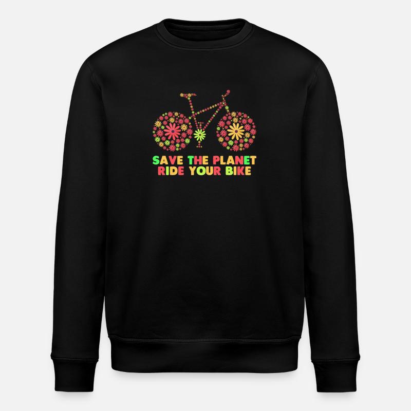 Bicycle 70s Flowers - Stanley/Stella ROLLER Unisex Organic Sweatshirt - black