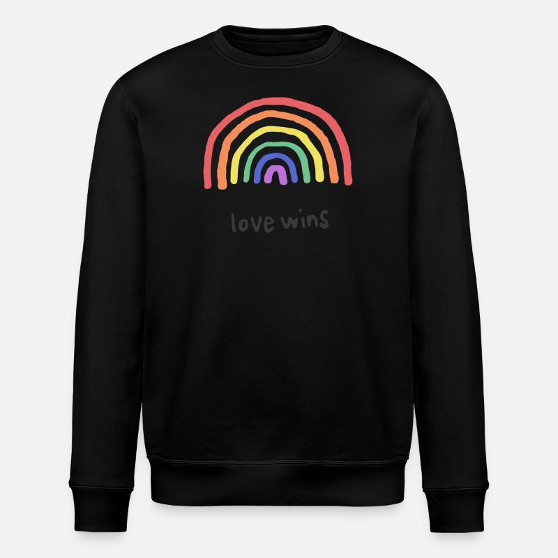 Liebesgrafik Liebe gewinnt Regenbogen - Stanley/Stella Unisex Bio-Sweatshirt ROLLER - Schwarz