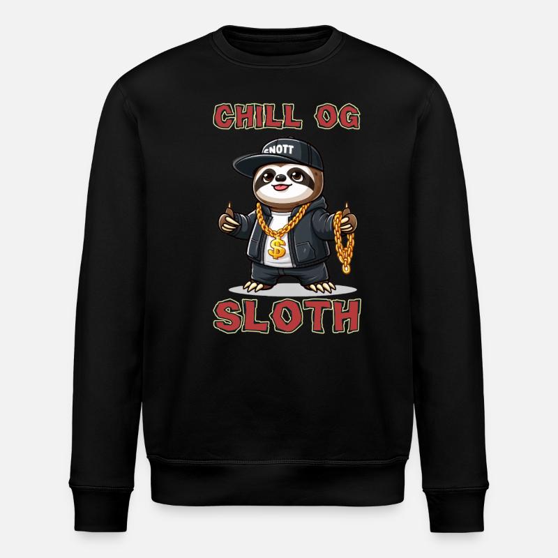 Chill OG Sloth - Stanley/Stella ROLLER Unisex Organic Sweatshirt - black