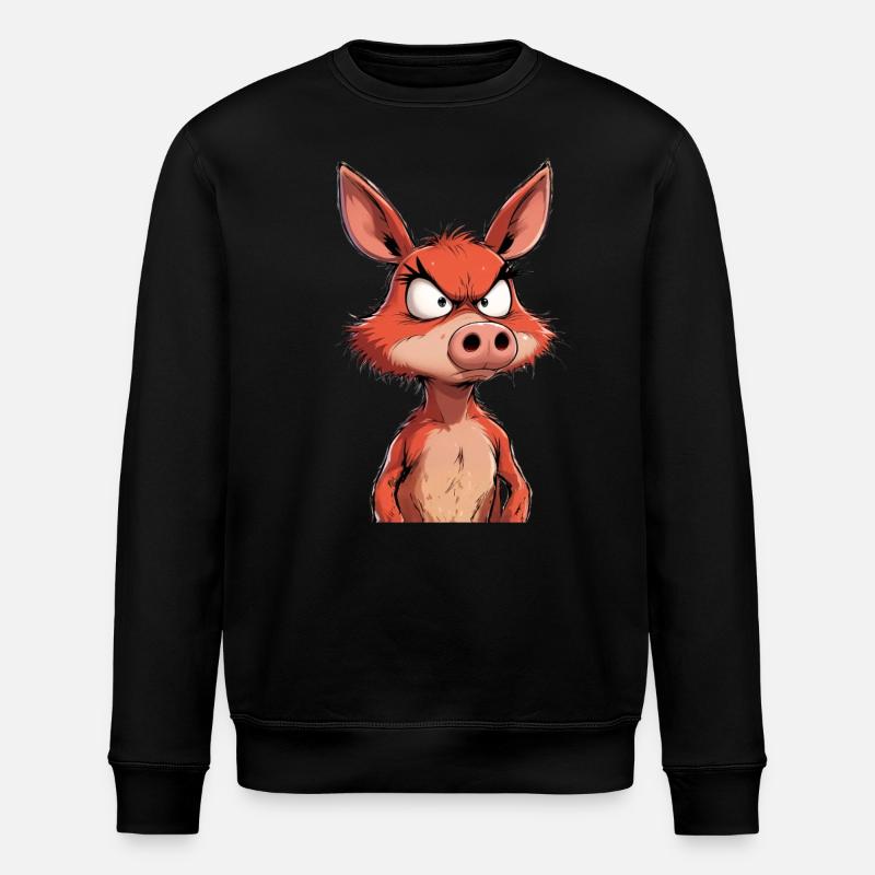 Angry mad pig - Stanley/Stella Unisex Bio-Sweatshirt ROLLER - Schwarz