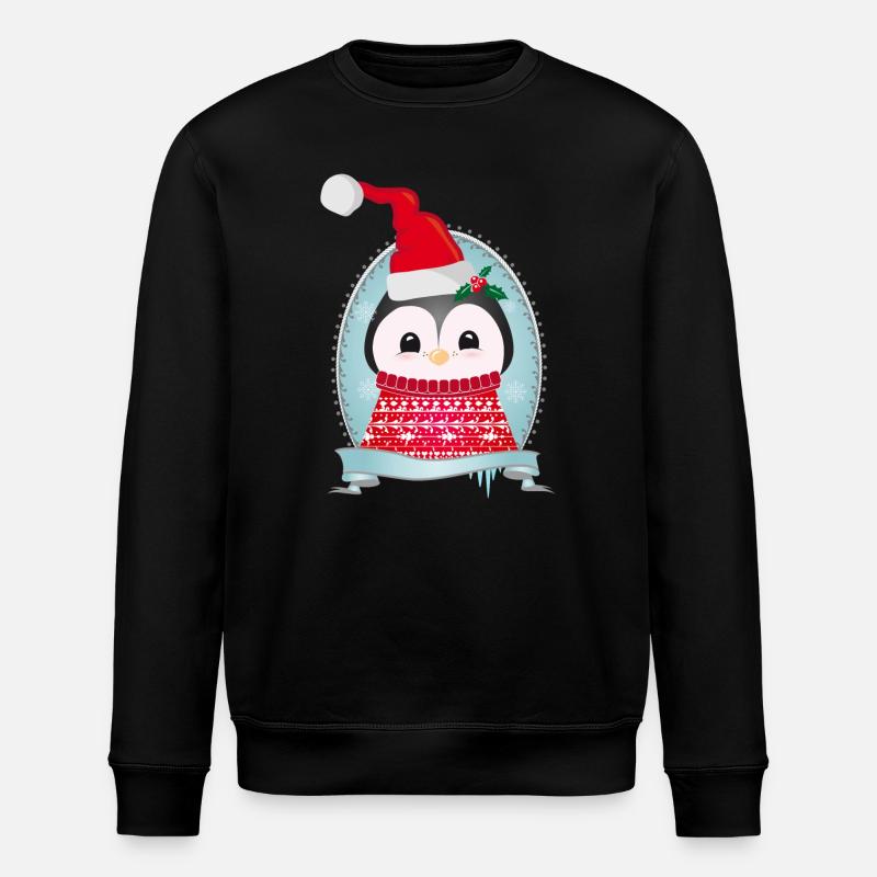weihnachtlicher Pinguin mit Strickpullover & Mütze - Stanley/Stella Unisex Bio-Sweatshirt ROLLER - Schwarz