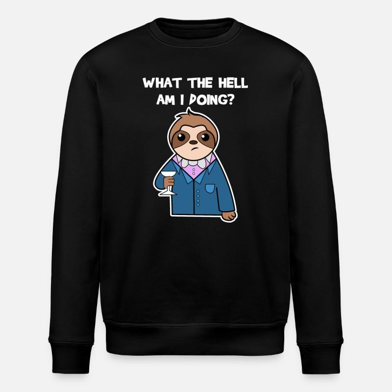 Tier Faultier Relax Urwaldbewohner Statement - Stanley/Stella Unisex Bio-Sweatshirt ROLLER - Schwarz