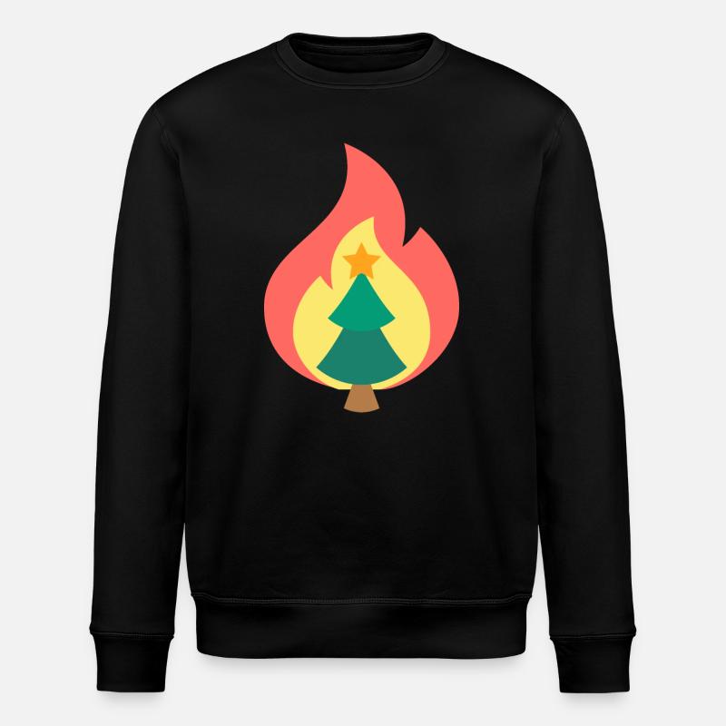 Christmas Tree Flame Minimal Design - Stanley/Stella ROLLER Unisex Organic Sweatshirt - black