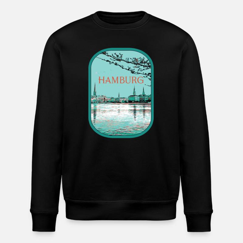 Illustration Flyacross Hamburg - Stanley/Stella Unisex Bio-Sweatshirt ROLLER - Schwarz